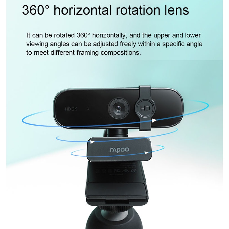 Rapoo C280 Webcam 2K HD 360 Rotation With Protection Cover