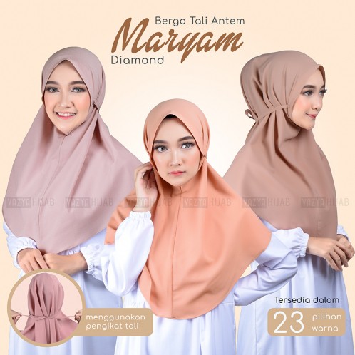 Jilbab Remaja Dewasa Kekinian Terbaru 2022 Murah Model Bergo Diamond Tali Belakang Simple Original