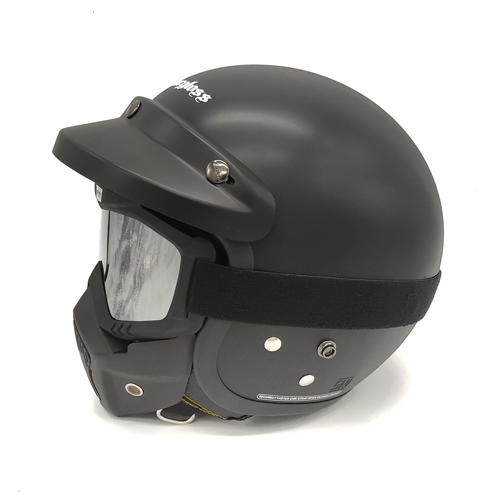 Helm Cargloss Retro | Black Doff + Goggle Mask