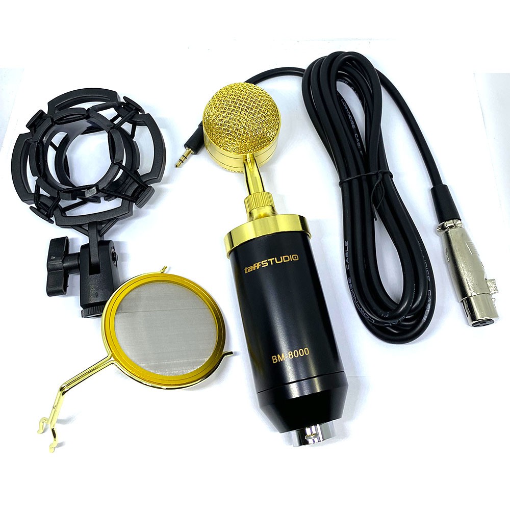 TaffSTUDIO Mikrofon Kondensor dengan Shock Proof Mount - BM-8000 - Black / Golden