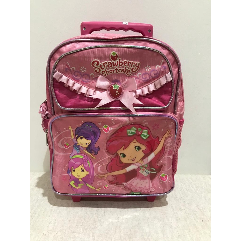 TAS TROLLY (TROLLEY) SEKOLAH ANAK STRAWBERRY SHORTCAKE ORIGINAL WARNA PINK 25x9x30cm (PxLxT)