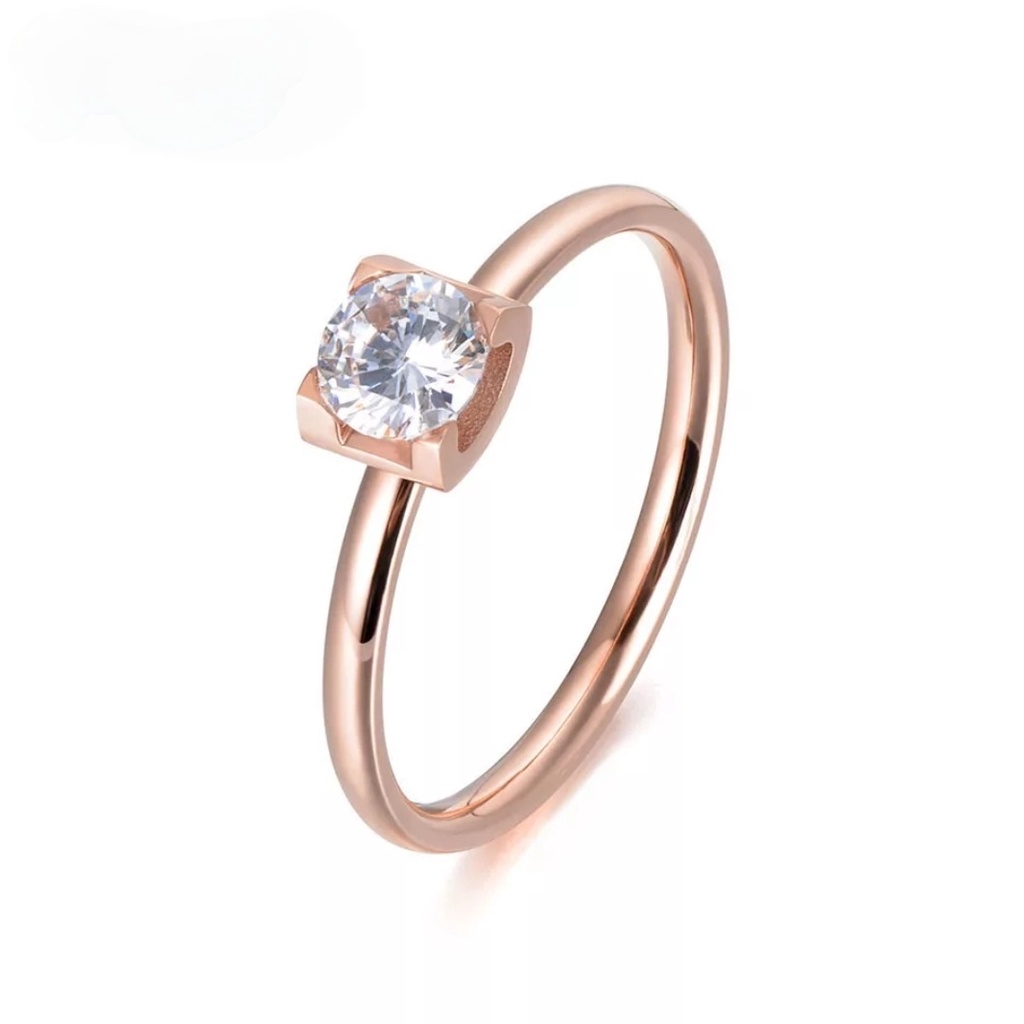 Cincin Titanium THE ONE CRYSTAL Tersedia Warna Rose Gold, Gold dan Silver