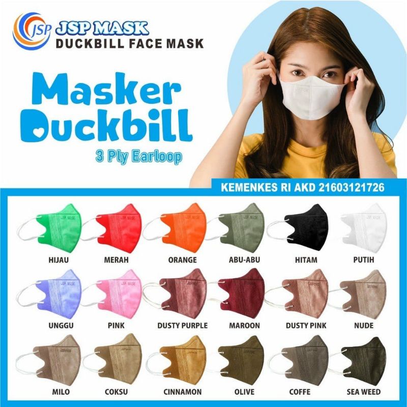 MASKER DUCKBILL JSP  MIX WARNA 1 PACK ISI 50 PCS