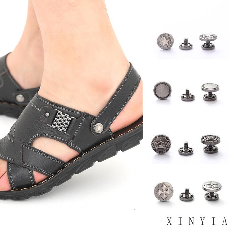 Xia.id Sandal Selop Pria Tipe Sekrup Aksen Rivet Metal Adjustable Bisa Dilepas