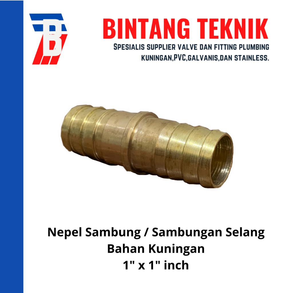 Nepel Sambung / Sambungan Selang Kuningan 1" inch