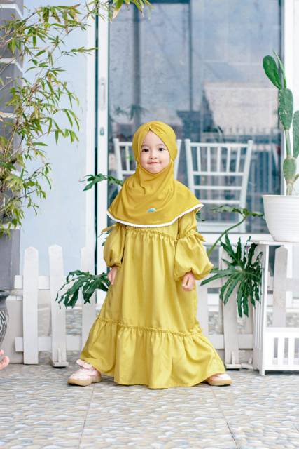 Bisa Cod Baju Gamis Anak Perempuan Set Hijab Bahan Katun Madinah Lucu Murah Warna Kuning Lemon Shopee Indonesia