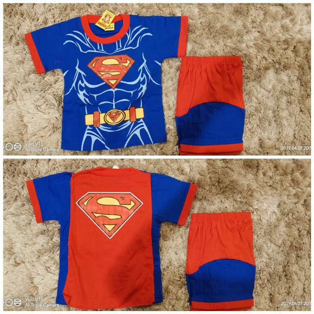 Setelan anak superman sayap pendek / setelan anak superman pendek