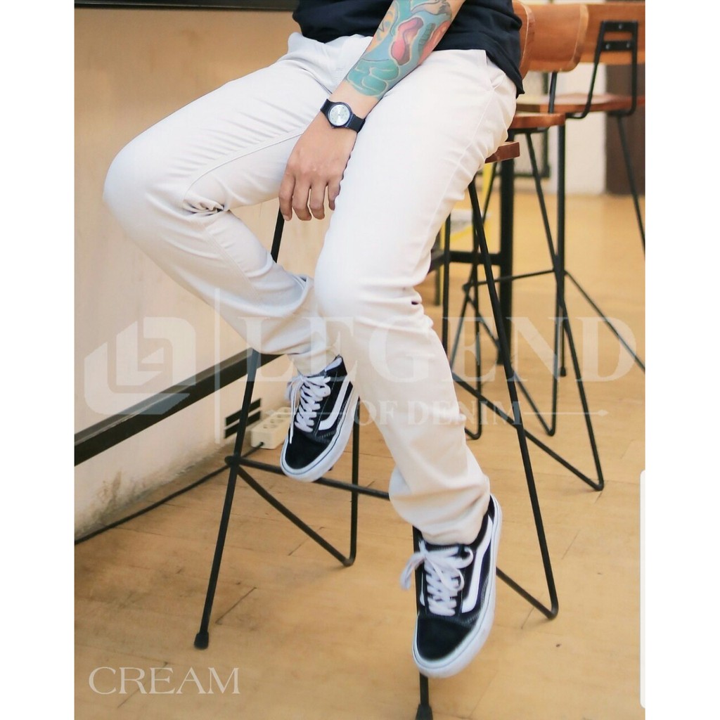 Celana chino panjang pria celana chino pria celana chino distro warna CREEM seri 453