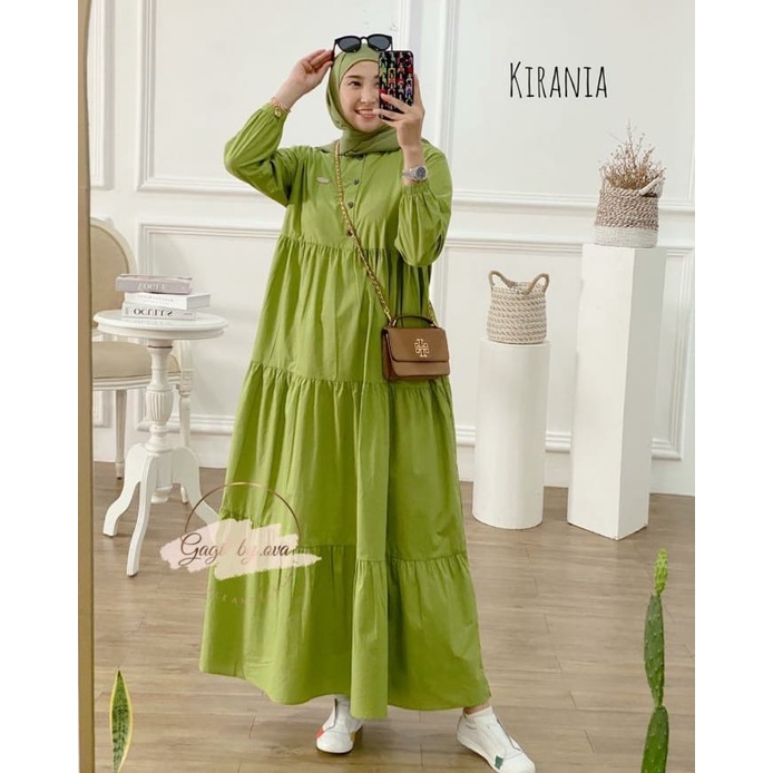 Kirania Dress Jumbo XL, XXL, XXXL Gamis Rayon Premium Terbaru Gamis Polos Katun Busui Friendly Long Dress Muslim Home Dress Casual