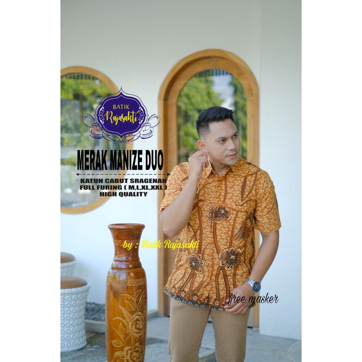 MERAK MANIZE DUO RAJASAKTI KEMEJA BATIK SOLO PRIA LENGAN PENDEK LAPIS FURING ATASAN BATIK PREMIUM MODERN KATUN HALUS BAHUWIRYA  BANAMITRA BANAMITRA PUTIH BANGSAWAN BAYU PUTRA BERLIAN BIRU BHARATAYUDA BIMASENA BIRENDRA BIRU INDAH BRAHMAKERTA BRAHMAKERTA