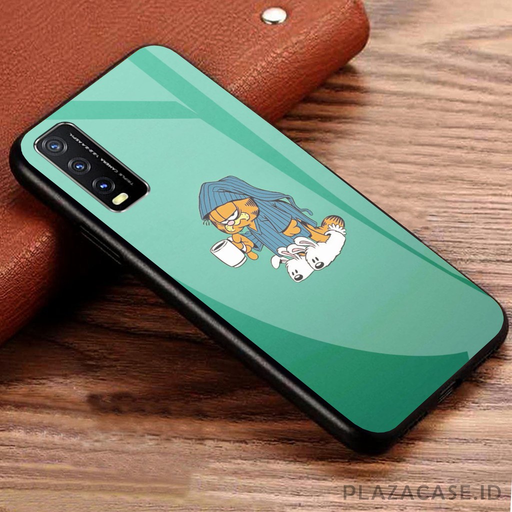 Garfield Softcase Glass [K68] for VIVO Y20 A53 RENO 4F REDMI 9C C17 RENO 4 REALME 7i Y30 Y50 A31 A73