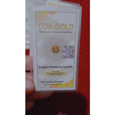 Emas EOA Gold 0.2 gram | Emas Murni 24 karat | Mini Gold | Logam Mulia 999 | Emas Batangan