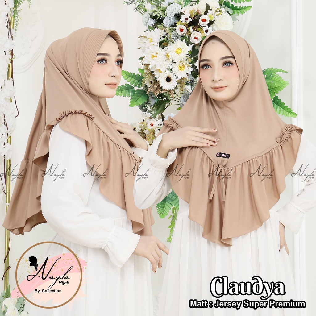 Kerudung Instan Claudya Jilbab Instan Jersey Super Premium Hijab Terbaru Nayla Hija'b