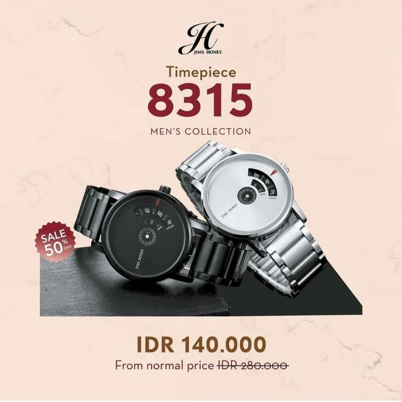 Jam tangan pria 8315 Jam tangan stainless jam tangan anti air Jims Honey