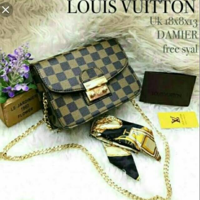 Slingbag rantai damier lv tas selempang wanita cantik tas mini