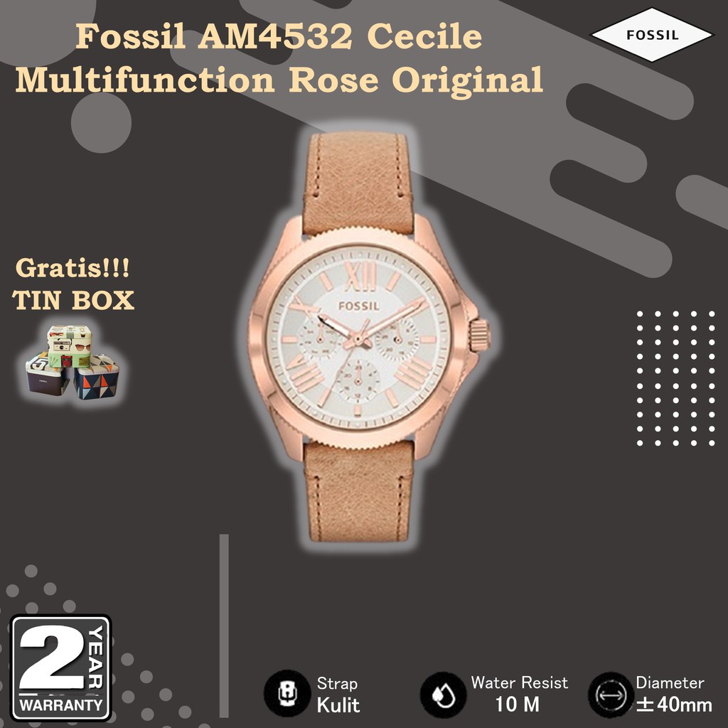 TERLARIS Fossil AM4532 - Jam Tangan Wanita Fossil Original - Fossil AM4532 Cecile Multifunction Rose