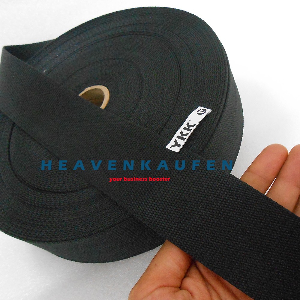 Webbing Tas YKK Lebar 5 cm Polyester Warna Hitam Harga Per Meter