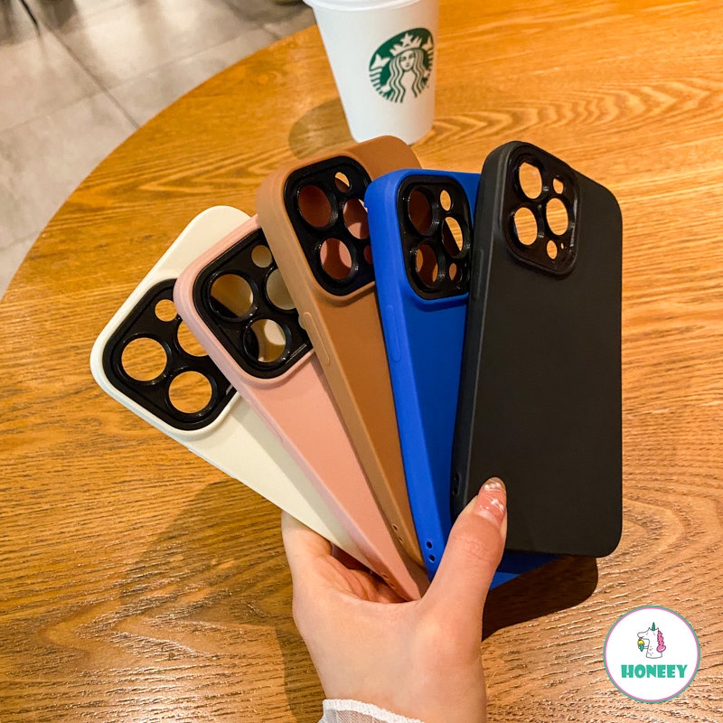 Casing Soft Case TPU + Kulit Matte Shockproof Untuk IPhone 11 7Plus 8Plus XR 14 13 12 Pro Max