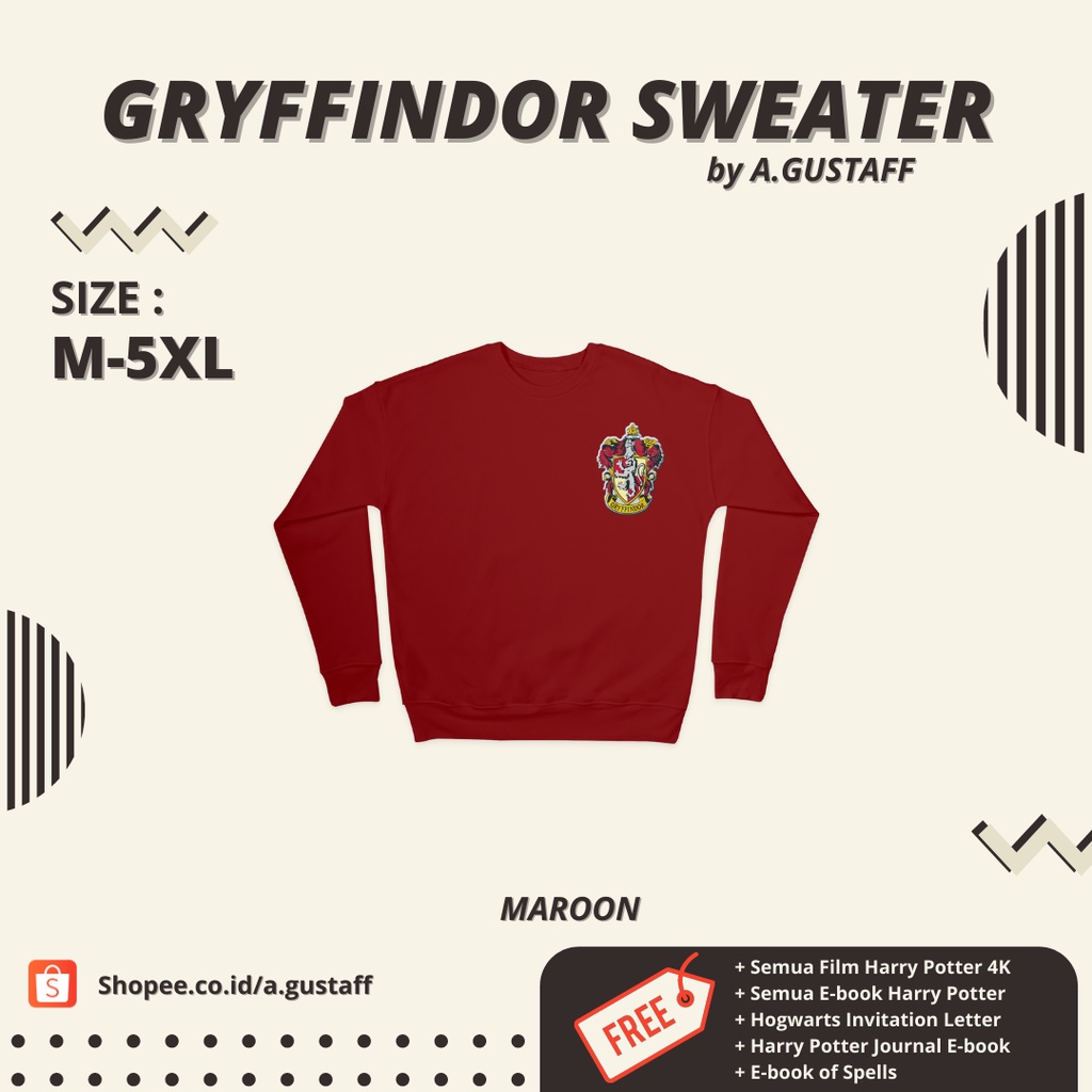 SWEATER CREWNECK POLOS HARRY POTTER GRYFFINDOR / S M XL / UNISEX BESTSELLER BEST SELLER PRIA WANITA