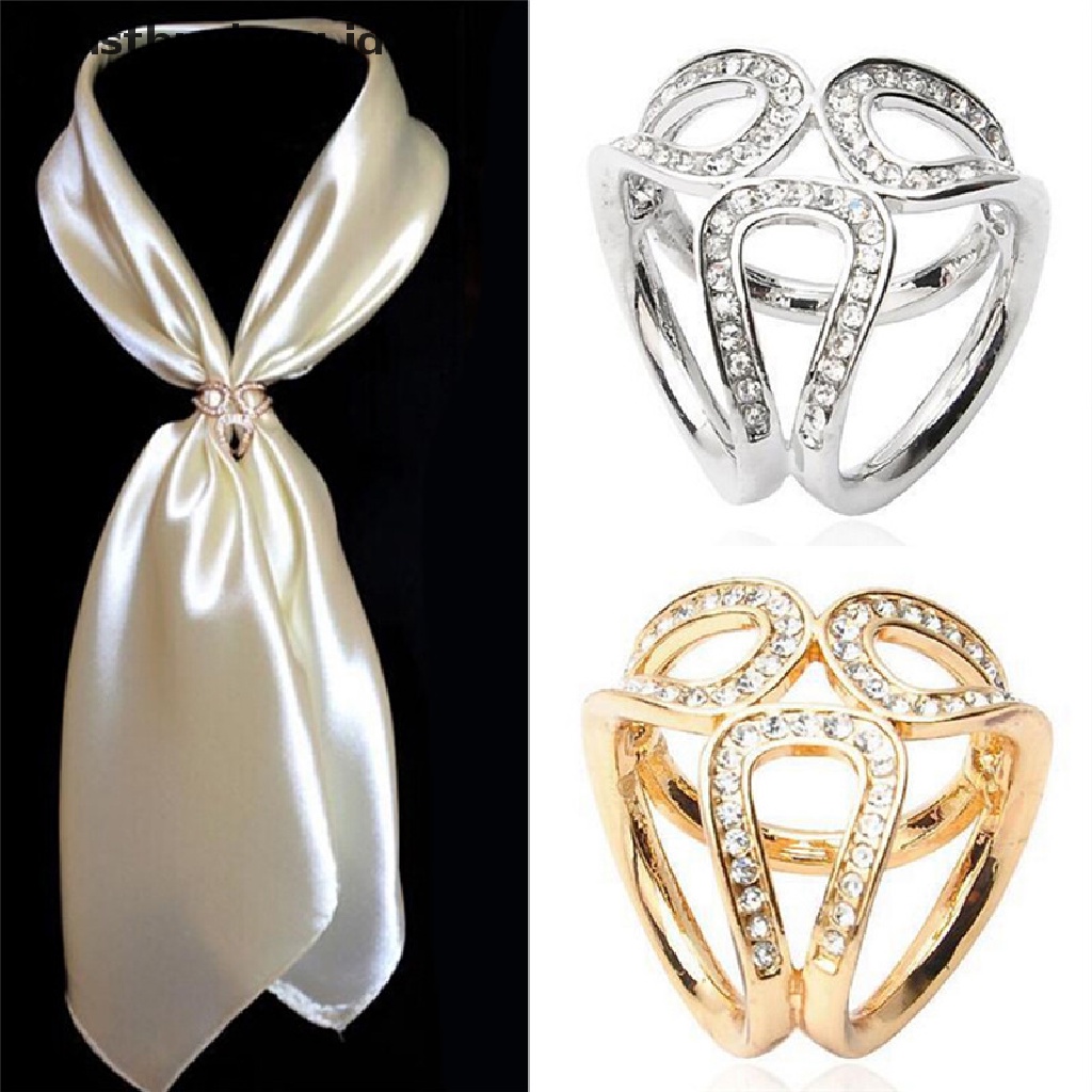 [justbuyingg.id] New Silver Gold Crystal Silk Scarf Clip Buckle Holder Brooch Pins Jewelry Gift  ID