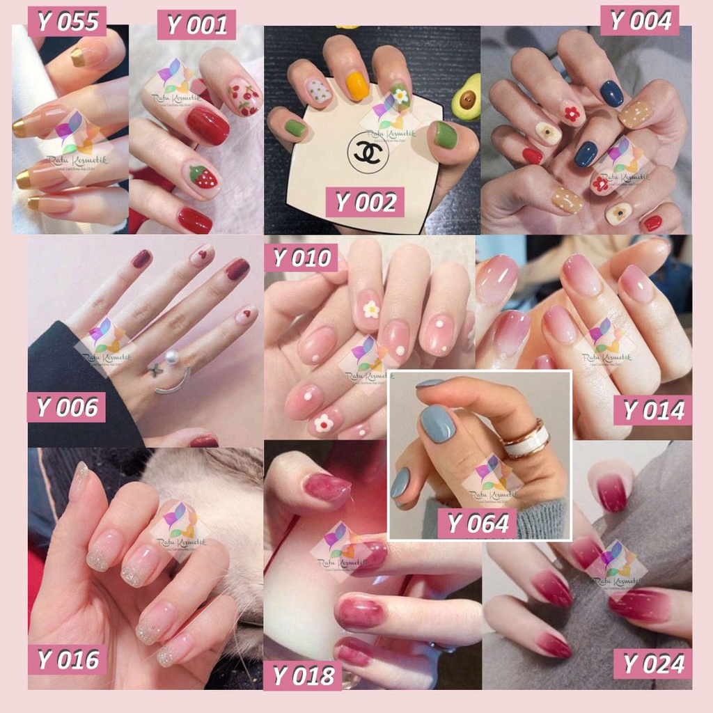 ❤ RATU ❤ Kuku Palsu | NailArt Dan Lem Fake | Nail Art 3d Murah | Tahan Air 24 Pcs Kotak