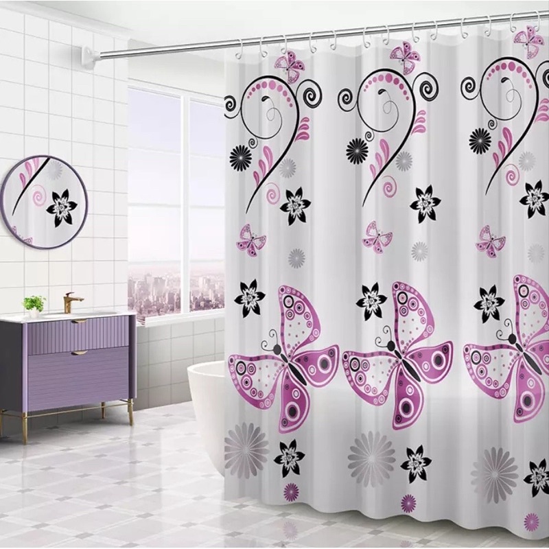 TKM4130 Tirai Kamar Mandi Besar 200gram / Curtain Shower Plain Tebal PEVA Waterproof