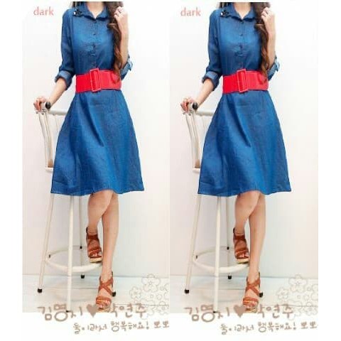 terlaris Dress Denim Sandra pesta kantor kuliah kondangan