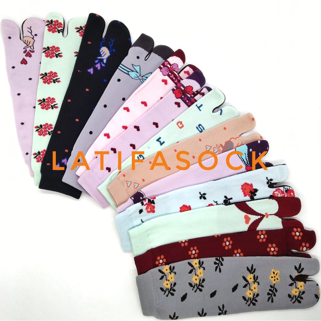 [ 12 pasang ] Kaos Kaki Jempol Muslimah Untuk Anak usia 5-12 Tahun Mix Motif