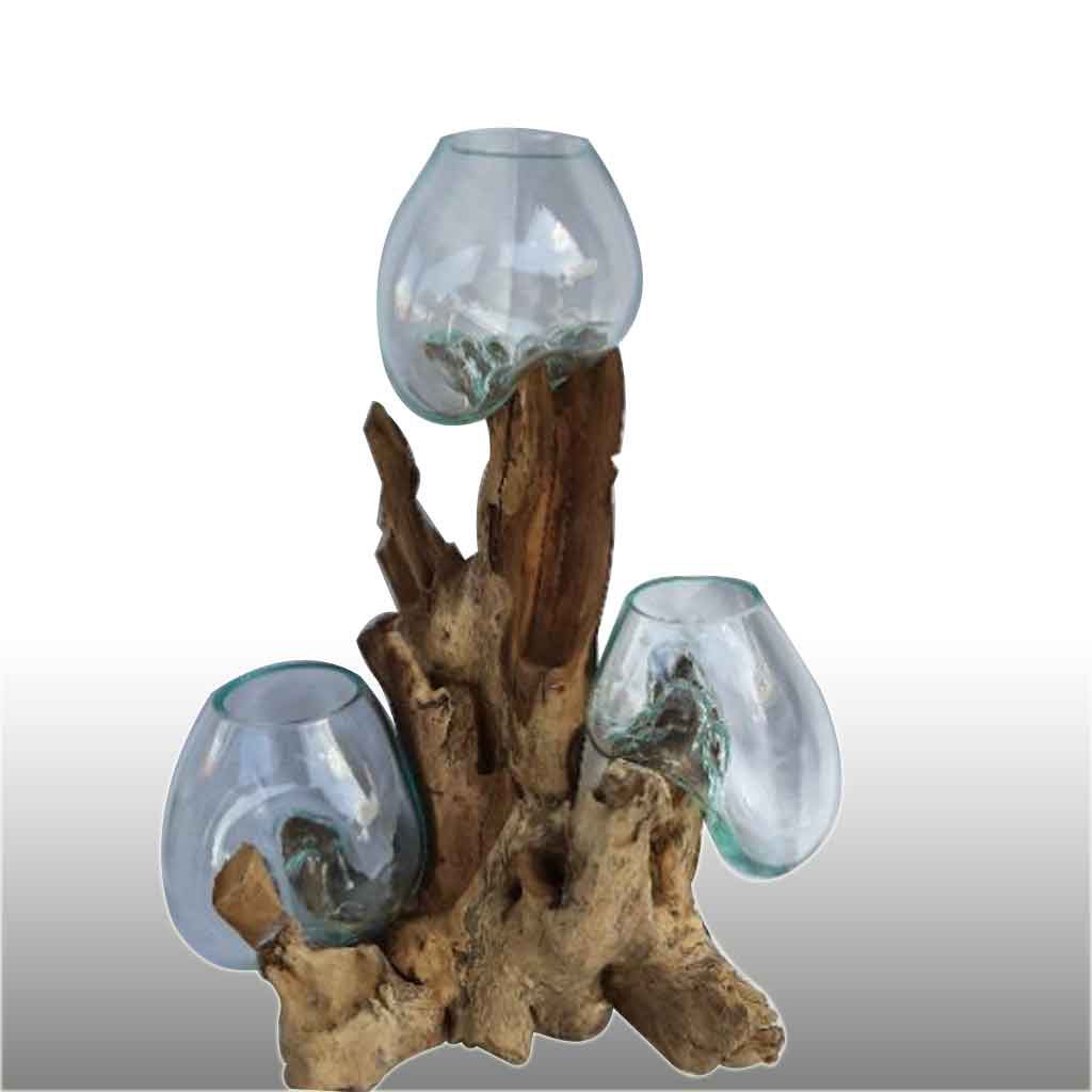 AQUARIUM MINI / AQUARIUM IKAN CUPANG POT BUNGA CABANG 3 + AKAR KAYU UNIK