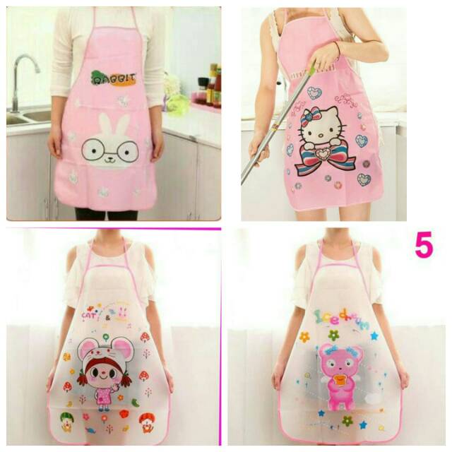 Apron korean karakter celemek masak anti air anti minyak waterproof oil proof ok  god  god
