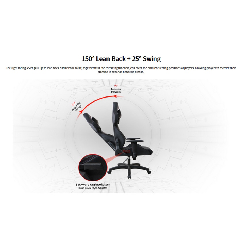 1STPLAYER GAMING CHAIR WIN-101 - BLACK - Comfortable And Spacious - Reflective Fabric