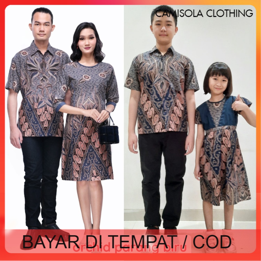 BATIK COUPLE KELUARGA SARIMBIT PASANGAN MUDA AYAH IBU ANAK  PREMIUM FAMILY JUMBO MODERN MURAH KEKINIAN TERBARU TUNIK DRESS TERUSAN ORCHID PRG BIRU CAMISOLA CLOTHING