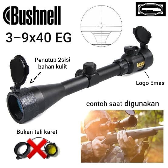 Teleskop Bushnell 3-9x40EG Telescope 3 Lampu RGB Tele Senapan Teropong