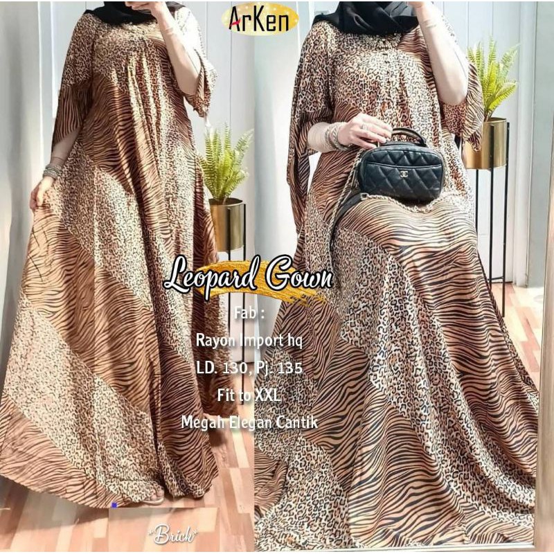 LEOPARD MAXY Gamis Panjang Wania Cantik Motif macan Ori by Arken