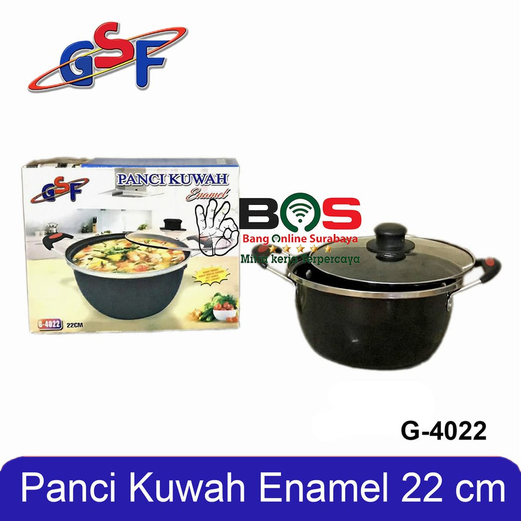 Panci Kuah Tutup Kaca Enamel Panci Kuping Serbaguna GSF 4022 GSF-4022 GSF4022