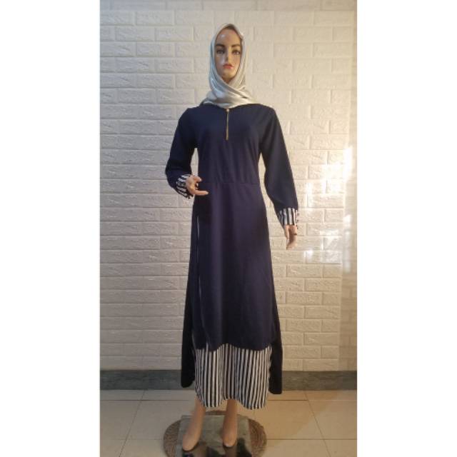 Gamis Wafle - Biru Navy