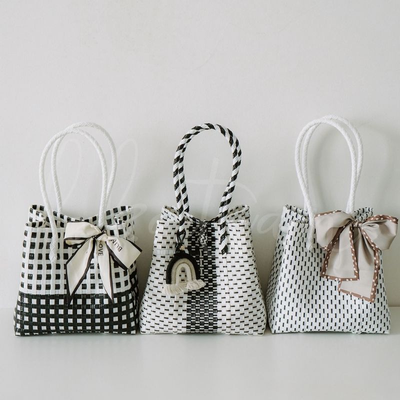 (TANPA ACCESORIES) MONOCHROME SERIES Tas Jali Tas Jaly Tas Anyaman Plastik Premium