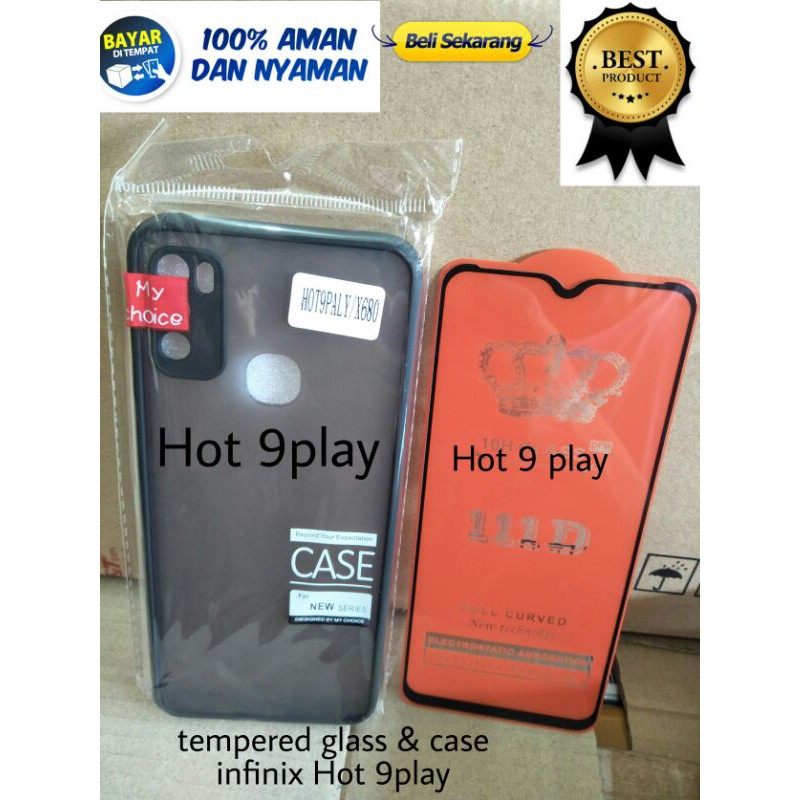 tempered glass & case infinix Hot 9 play pelindung Hot 9play TG infinix Hot 9 play