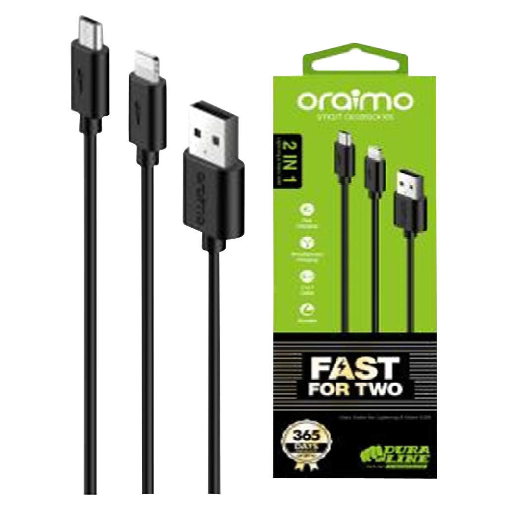 KABEL DATA USB ORAIMO 2IN1 MICRO TYPE-C OCD-T61 2A FAST CHARGING