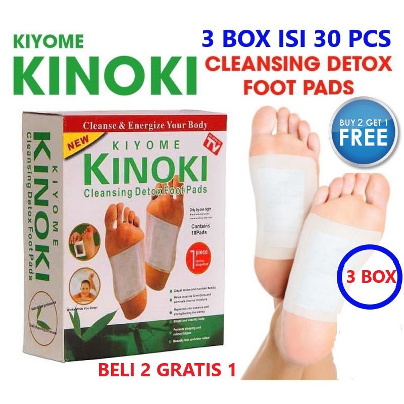 3 BOX ISI 30 PCS - Kinoki Cleansing Detox Foot Pads Buy 2 Get 1 / Koyo Kaki Penyerap Racun - Putih