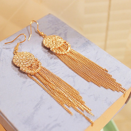 Hu Hu Hu Hu Hu Alat Bantu Pasang Kacamata♡ Anting Gantung Panjang Kait Aksen Berlian Imitasirumbai Untuk Wanitapesta Cocktail