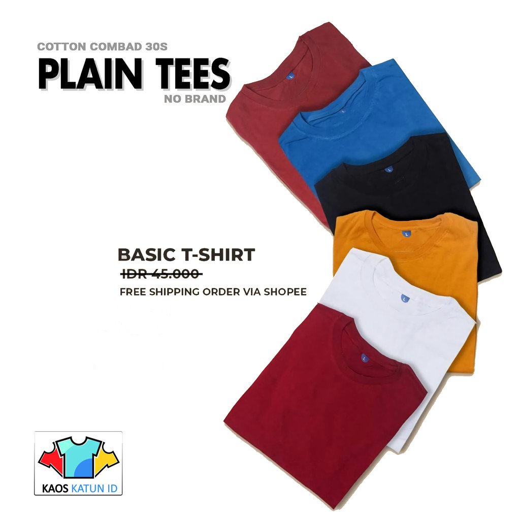 GROSIR KAOS POLOS DISTRO (HARGA PABRIK) BAHAN 100% COTTON, COMBAD 30s UNTUK COWOK CEWEK UNISEX