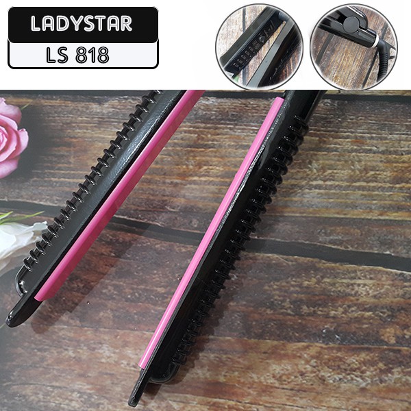 Catokan LADYSTAR LS 818 Plat Keramik , Catok 2in1 Ladystar 818 Curly Lurus Blow , Catokan Rambut