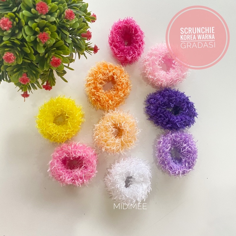 SCRUNCHIE GRADASI KOREA STYLE FREE POUCH/Ikat Rambut Lembut|kat Rambut Korea