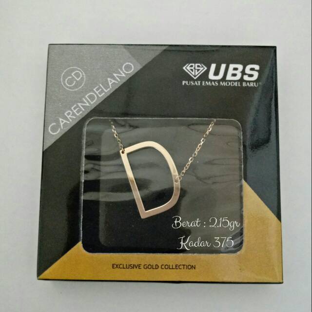 Kalung Emas CarenDelano Huruf D Berat 2.15gr Kadar 375