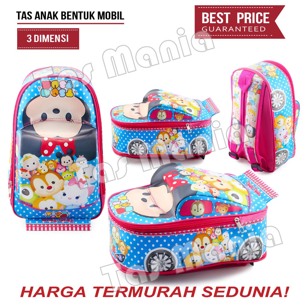 PTS -Tas Anak Perempuan Karakter - Bentuk Mobil - Ransel Sekolah Anak TK On The Road GIRLS .PT