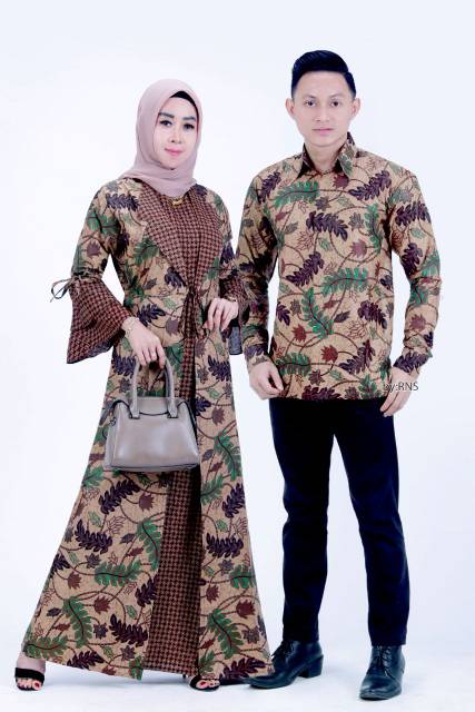 Couple Batik Gamis ,, Kerah Jazz Produk Original , Matt Katun Primis