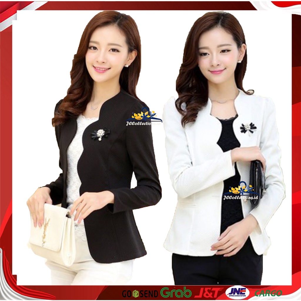 Blazer Wanita Korea Kerja Wanita Big Size Outer Blazer Wanita Polos XL Leinda - JCCollections