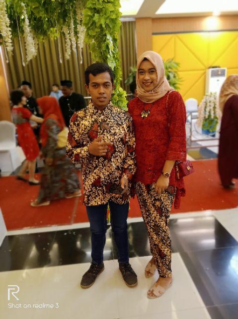 Couple Batik Kenanga Black / Rok Prisket Dengan Kemeja