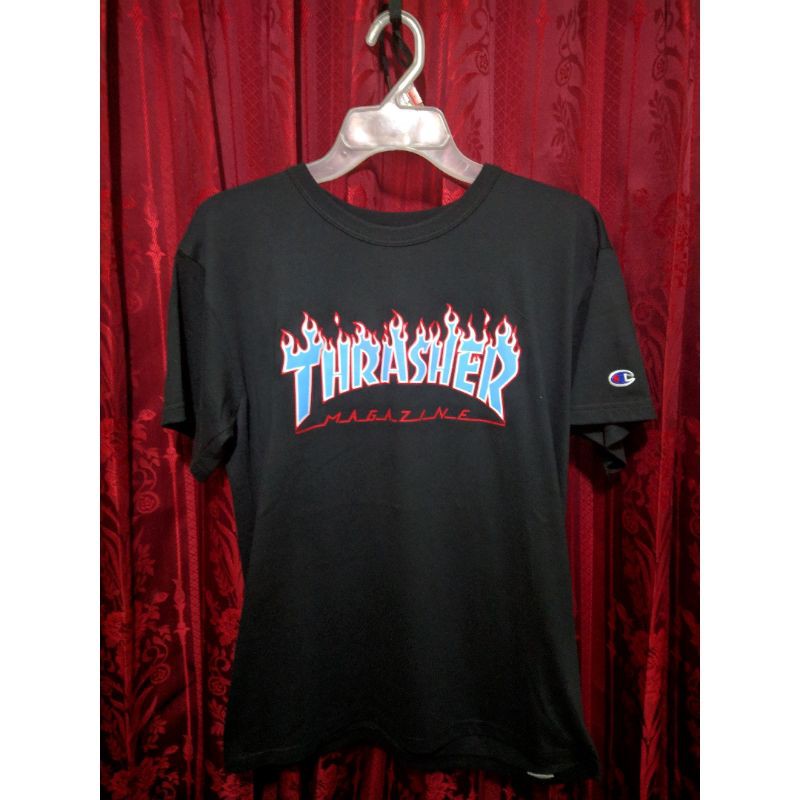 thrasher x champion t shirt kaos thrasher original